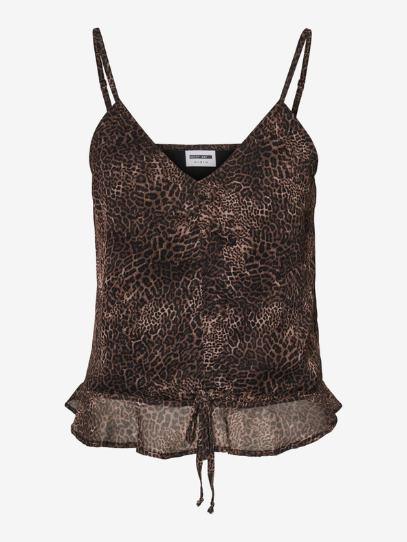 Noisy May Črno-rjava majica z leopardjim vzorcem Noisy May Melina