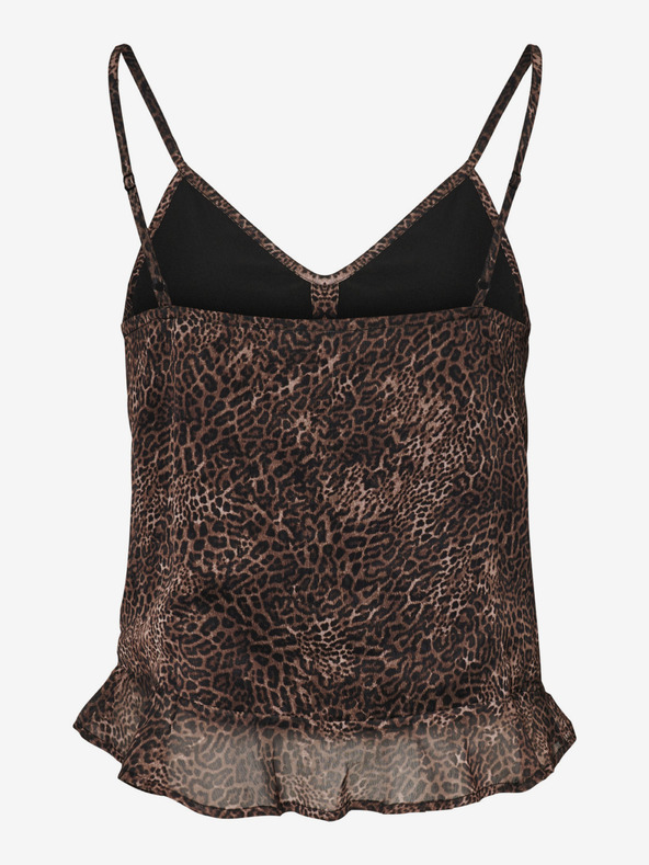 Noisy May Črno-rjava majica z leopardjim vzorcem Noisy May Melina