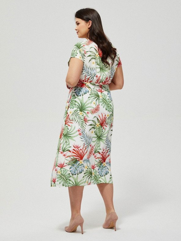 Moodo Bela poletna obleka s tropskim vzorcem Moodo