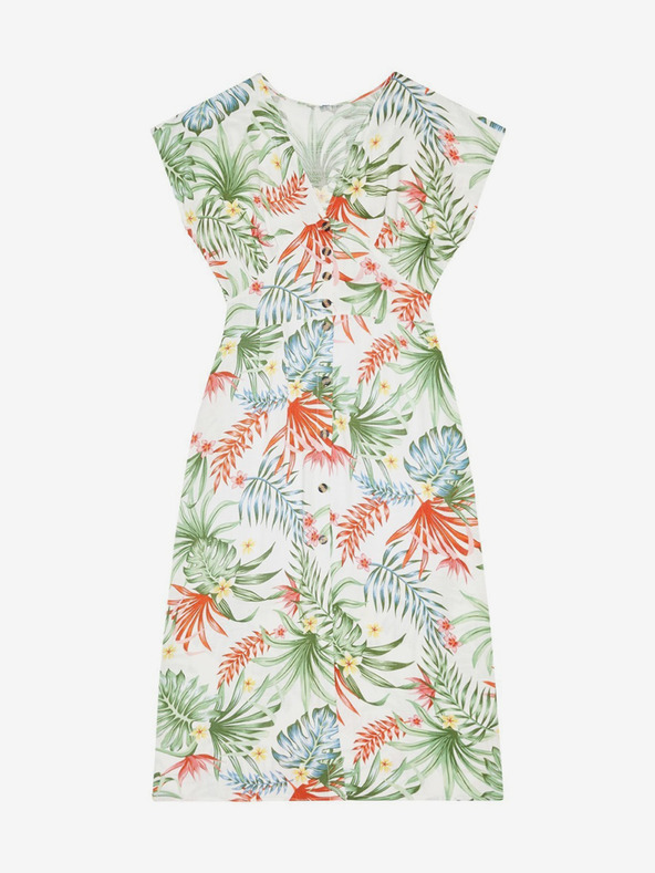 Moodo Bela poletna obleka s tropskim vzorcem Moodo