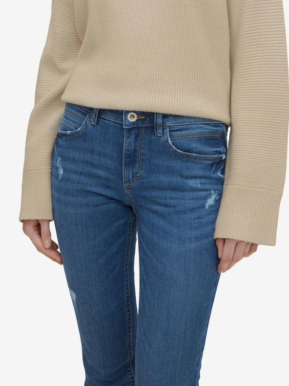 Tom Tailor Modre ženske kavbojke ozkega kroja z raztrganim učinkom Tom Tailor