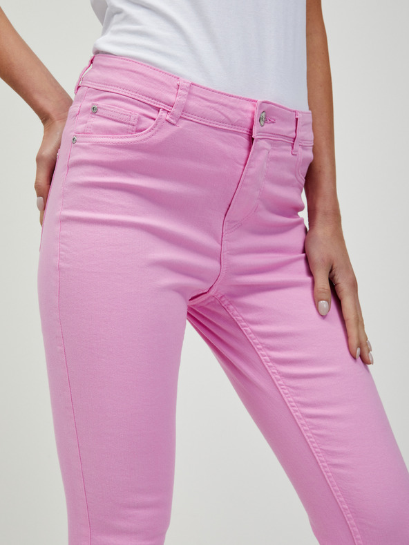 Orsay Rožnate skrajšane slim fit kavbojke ORSAY