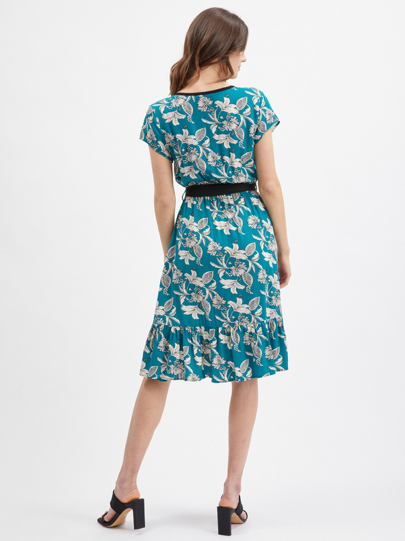 Orsay Petrolejsko zelena ženska cvetlična obleka ORSAY