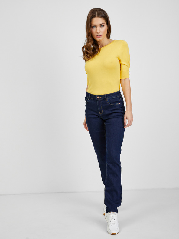 Orsay Temno modre ženske straight mid waist kavbojke ORSAY