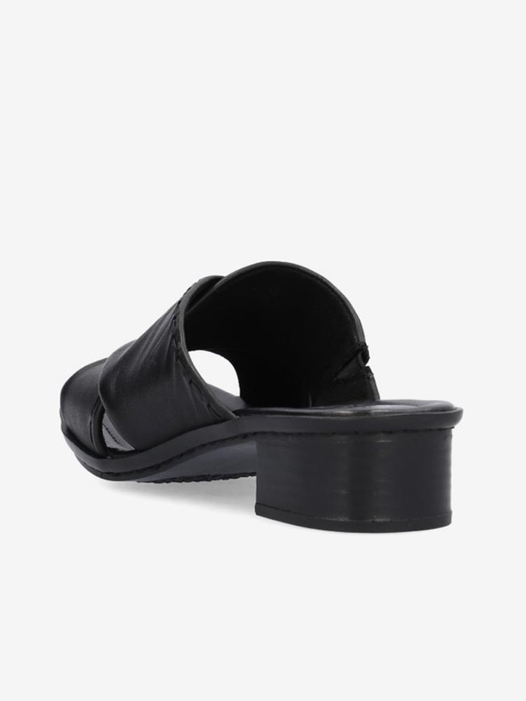 Rieker Črni ženski usnjeni copati Rieker