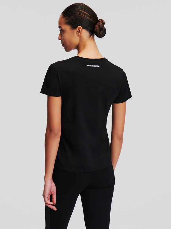 Karl Lagerfeld Črna ženska majica KARL LAGERFELD s kamnitim logotipom