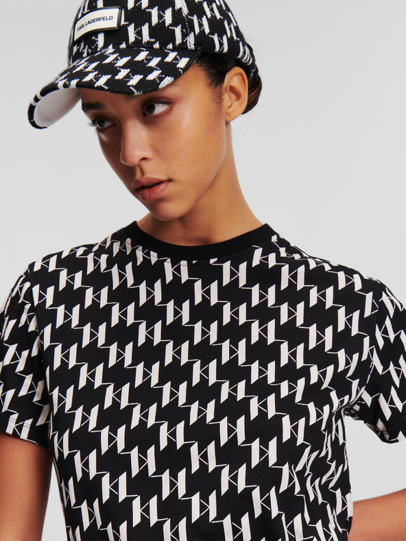 Karl Lagerfeld KARL LAGERFELD Ženska majica z monogramom v beli in črni barvi