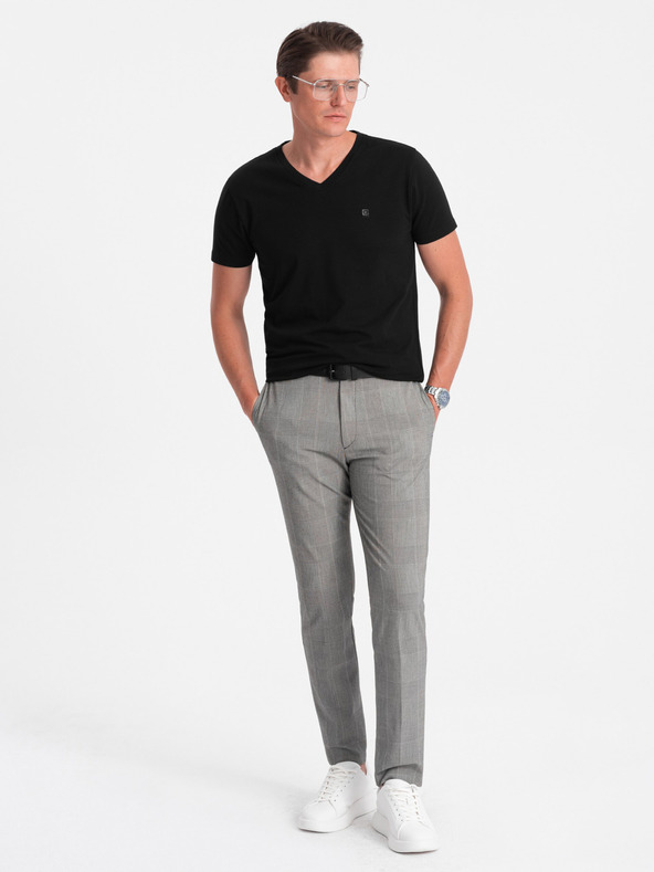 Ombre Clothing Črna moška majica z v-izrezom Ombre Clothing