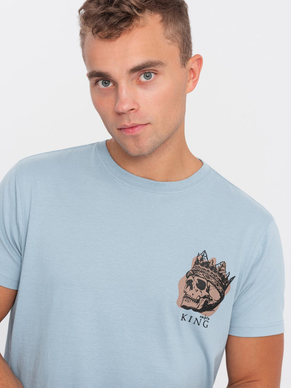 Ombre Clothing Svetlomodra moška majica Ombre oblačila