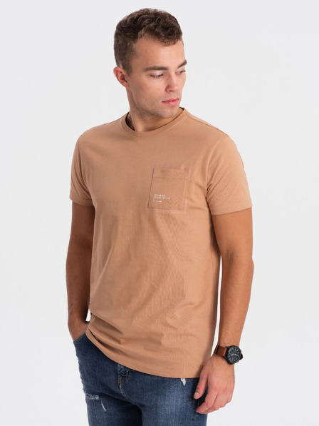 Ombre Clothing Svetlo rjava moška majica Ombre Clothing