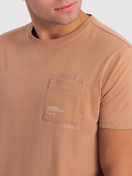 Ombre Clothing Svetlo rjava moška majica Ombre Clothing