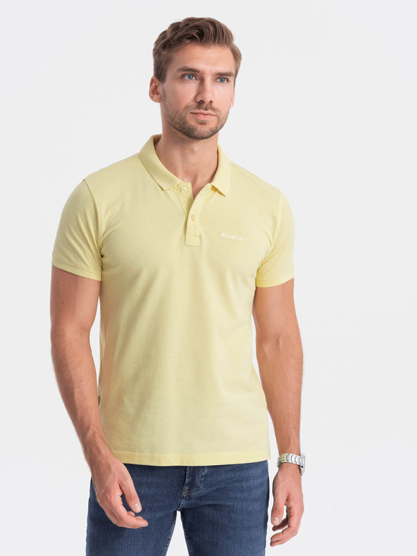 Ombre Clothing Svetlo rumena moška polo majica Ombre oblačila