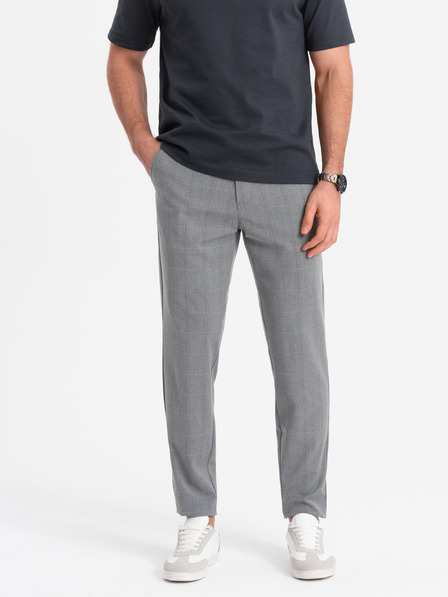 Ombre Clothing Sive moške kariraste hlače Ombre Clothing