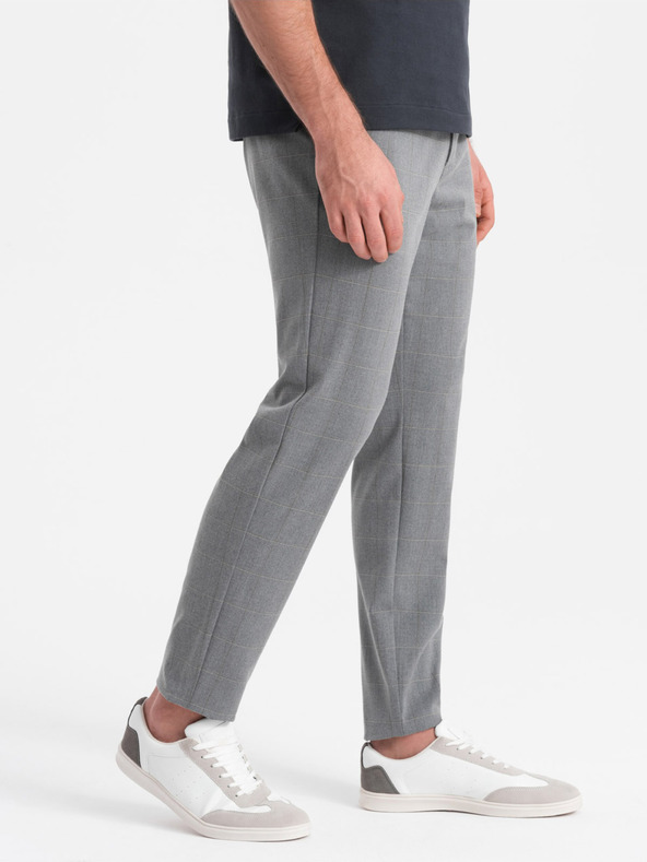 Ombre Clothing Sive moške kariraste hlače Ombre Clothing