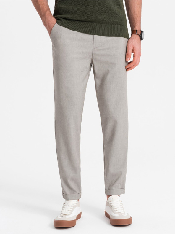 Ombre Clothing Svetlo sive moške hlače Chino Ombre Oblačila