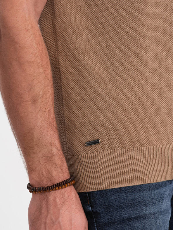 Ombre Clothing Svetlo rjava moška polo majica Ombre oblačila