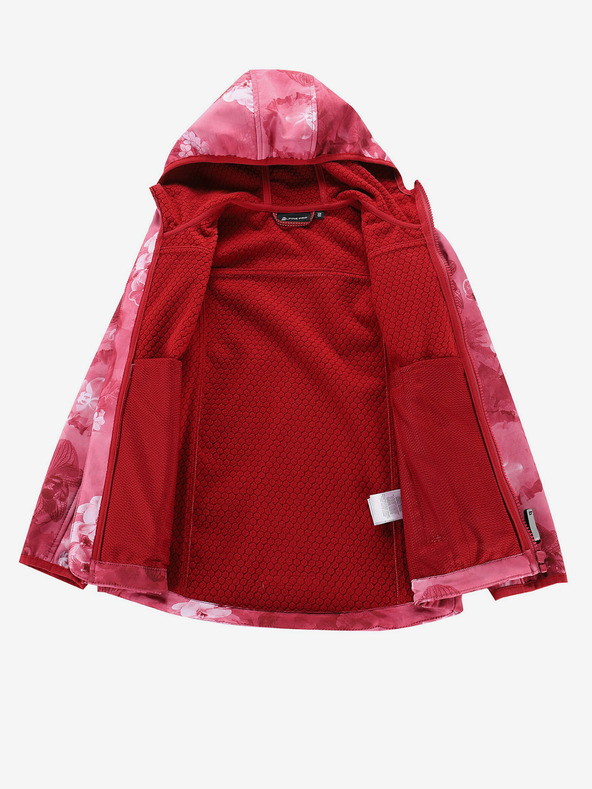 ALPINE PRO Rdeča otroška softshell jakna z vzorcem ALPINE PRO HOORO