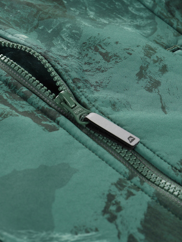 ALPINE PRO Zelena otroška softshell jakna z vzorcem ALPINE PRO HOORO