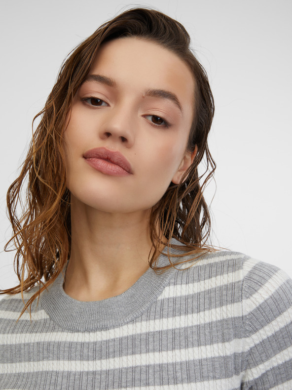 Orsay Svetlo siva ženska črtasta pletena majica ORSAY