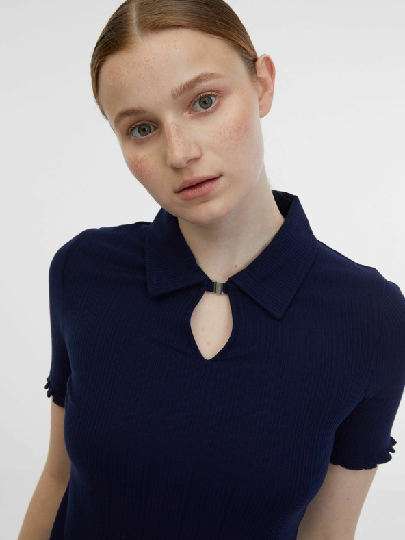 Orsay Modro-smetanova ženska črtasta polo majica ORSAY