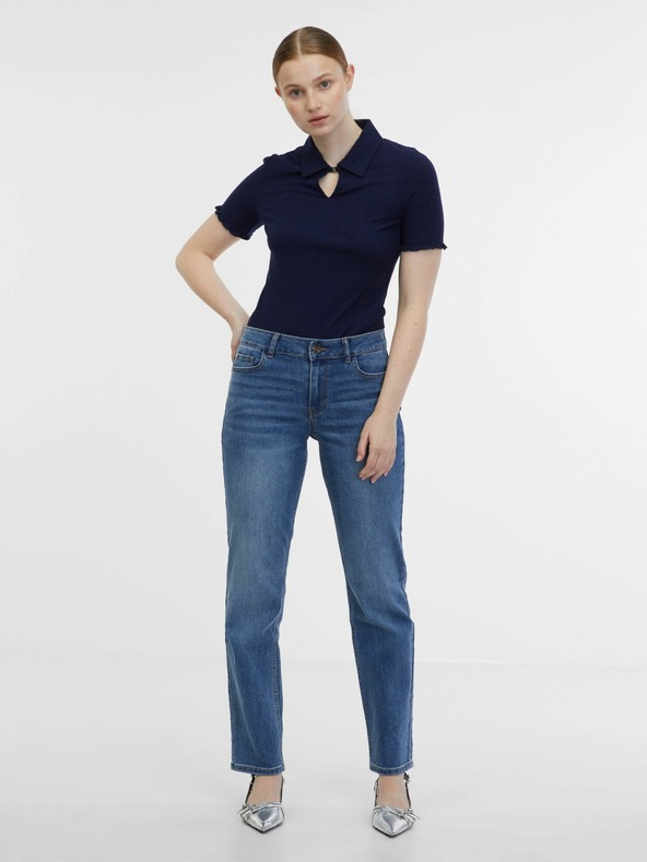 Orsay Modro-smetanova ženska črtasta polo majica ORSAY