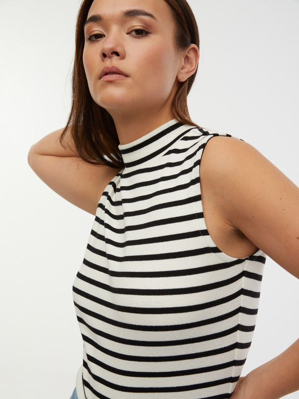 Orsay Črno-bela črtasta ženska majica ORSAY