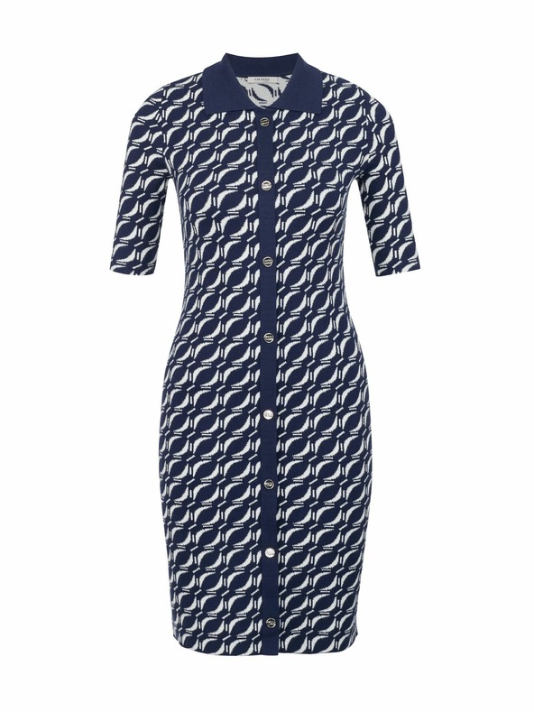 Orsay Temno modra ženska vzorčasta puloverska obleka ORSAY