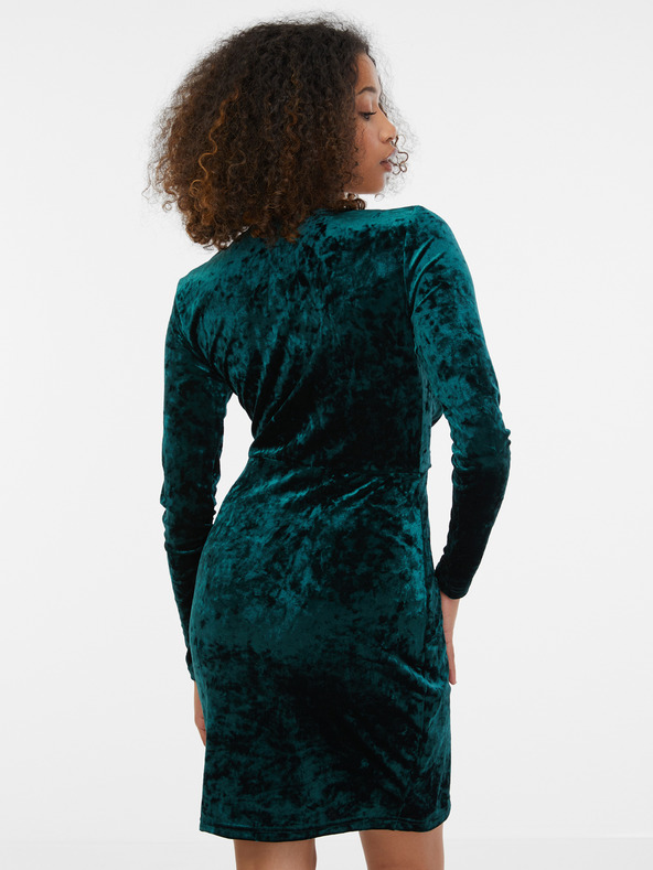 Orsay Temno zelena ženska žametna obleka ORSAY