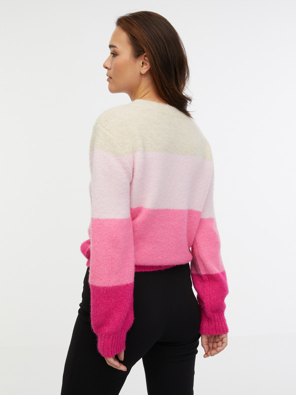 Orsay bež in roza ženski črtasti pulover ORSAY