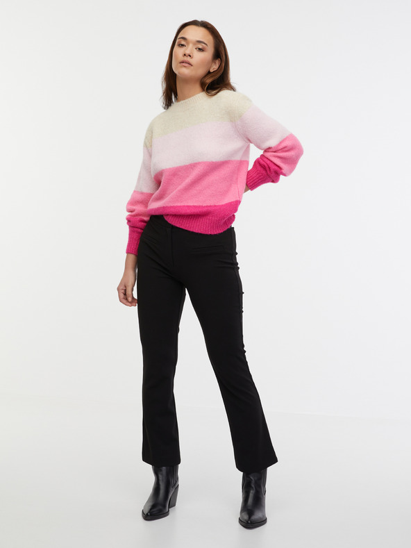 Orsay bež in roza ženski črtasti pulover ORSAY