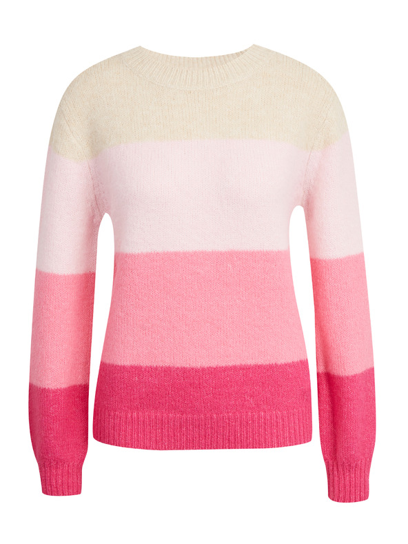 Orsay bež in roza ženski črtasti pulover ORSAY