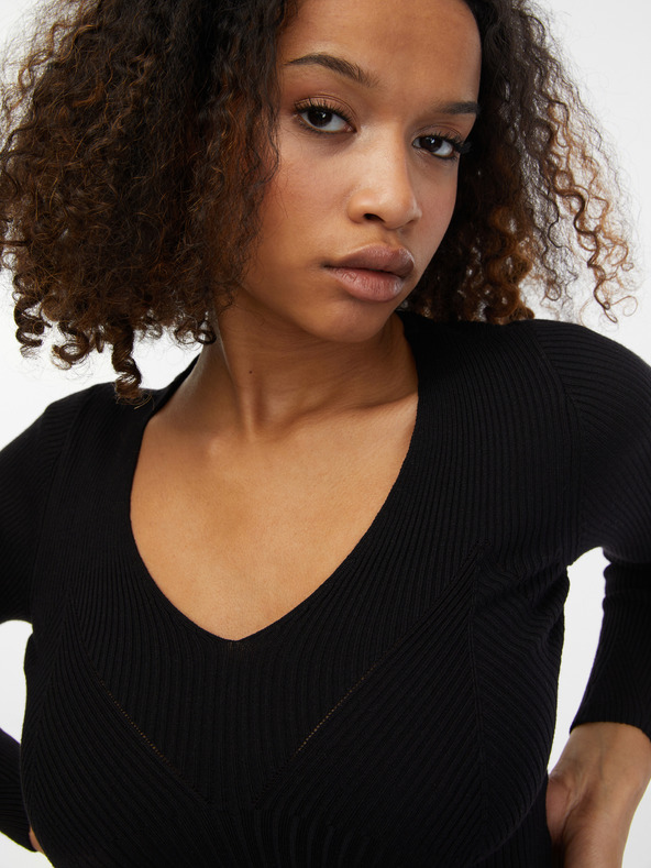 Orsay Črn ženski pulover z rebrastim vzorcem ORSAY
