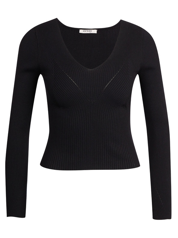 Orsay Črn ženski pulover z rebrastim vzorcem ORSAY