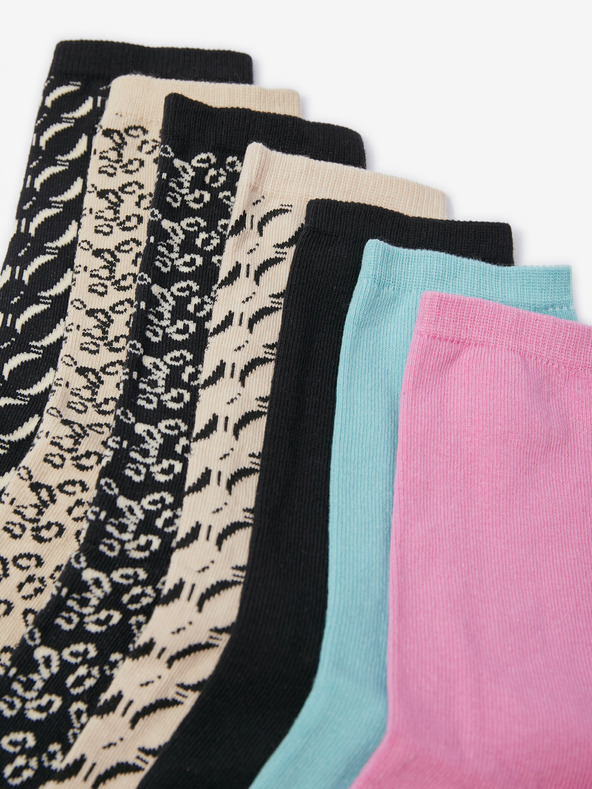 Orsay Komplet sedmih parov ženskih nogavic v bež in črni barvi ORSAY