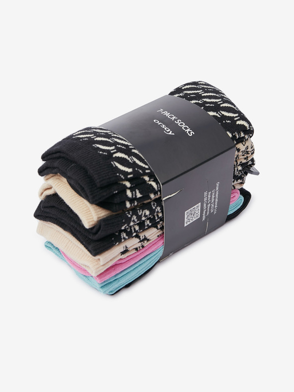 Orsay Komplet sedmih parov ženskih nogavic v bež in črni barvi ORSAY