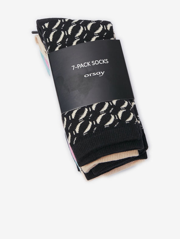 Orsay Komplet sedmih parov ženskih nogavic v bež in črni barvi ORSAY