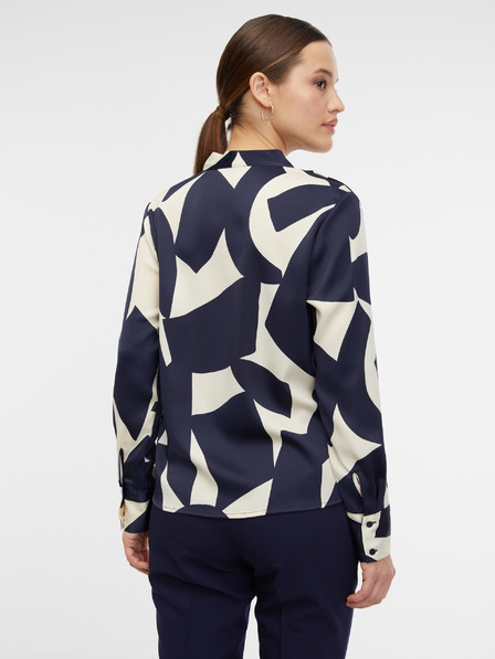 Orsay Kremasta in modra ženska vzorčasta bluza iz satena ORSAY