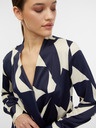 Orsay Kremasta in modra ženska vzorčasta bluza iz satena ORSAY