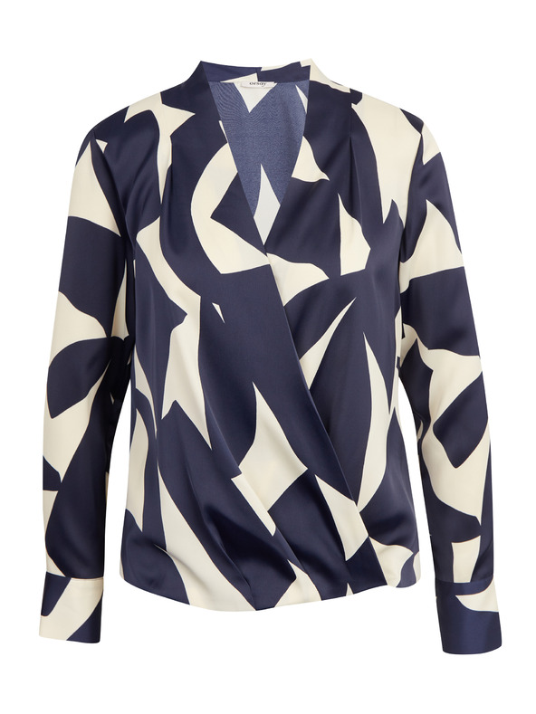 Orsay Kremasta in modra ženska vzorčasta bluza iz satena ORSAY