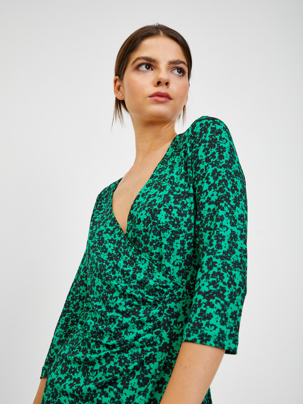 Orsay Črno-zelena ženska cvetlična obleka ORSAY