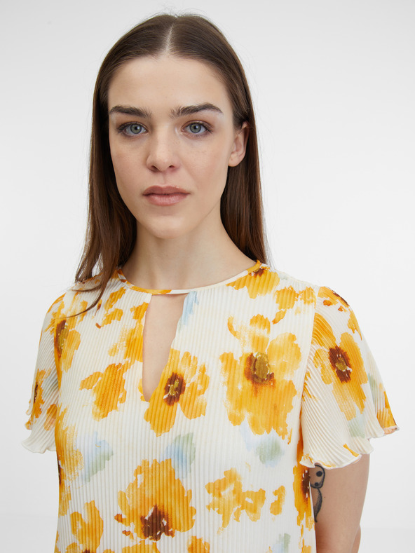 Orsay Rumeno-bež ženska cvetlična obleka ORSAY