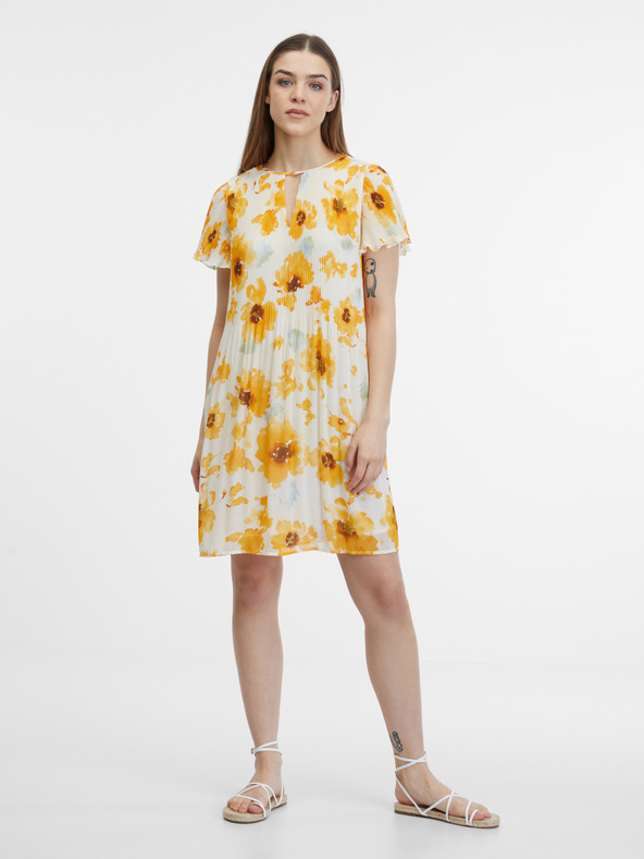 Orsay Rumeno-bež ženska cvetlična obleka ORSAY