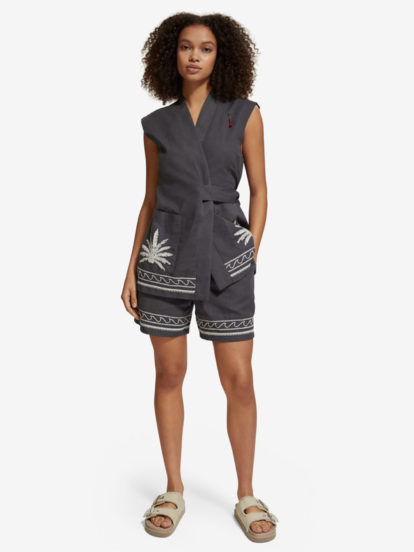 Scotch & Soda Scotch & Soda ženski telovnik iz sivega lanu