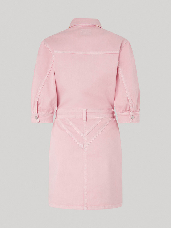 Pepe Jeans Roza Ženska obleka iz džinsa Pepe Jeans Gracie