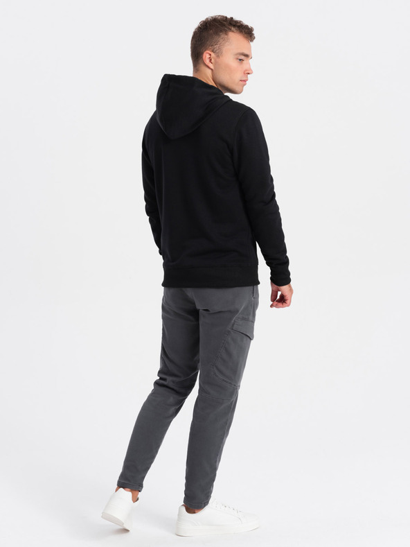 Ombre Clothing Črna moška majica z zadrgo na kapuco Ombre Clothing