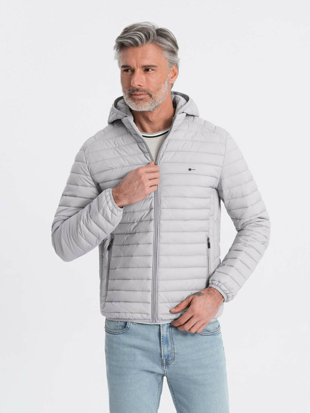 Ombre Clothing Svetlo siva moška lahka prešita jakna Ombre Clothing