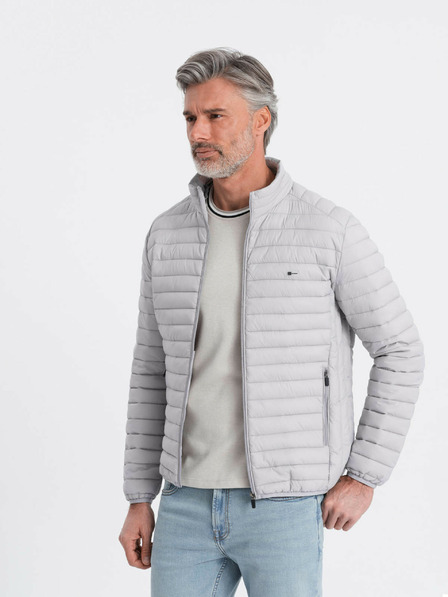 Ombre Clothing Svetlo siva moška lahka prešita jakna Ombre Clothing