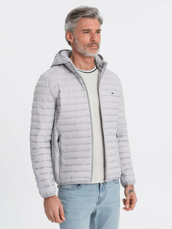 Ombre Clothing Svetlo siva moška lahka prešita jakna Ombre Clothing