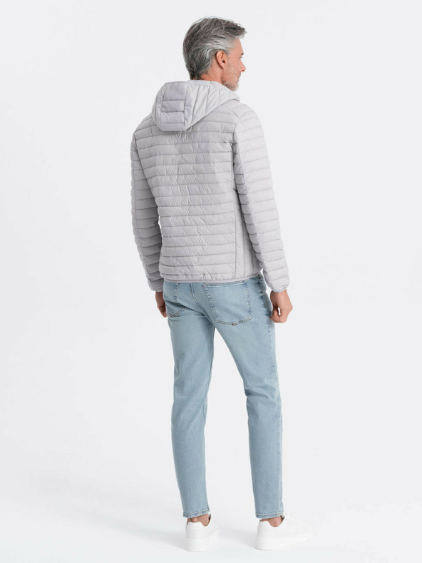 Ombre Clothing Svetlo siva moška lahka prešita jakna Ombre Clothing