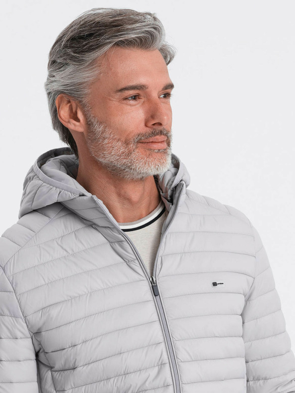 Ombre Clothing Svetlo siva moška lahka prešita jakna Ombre Clothing